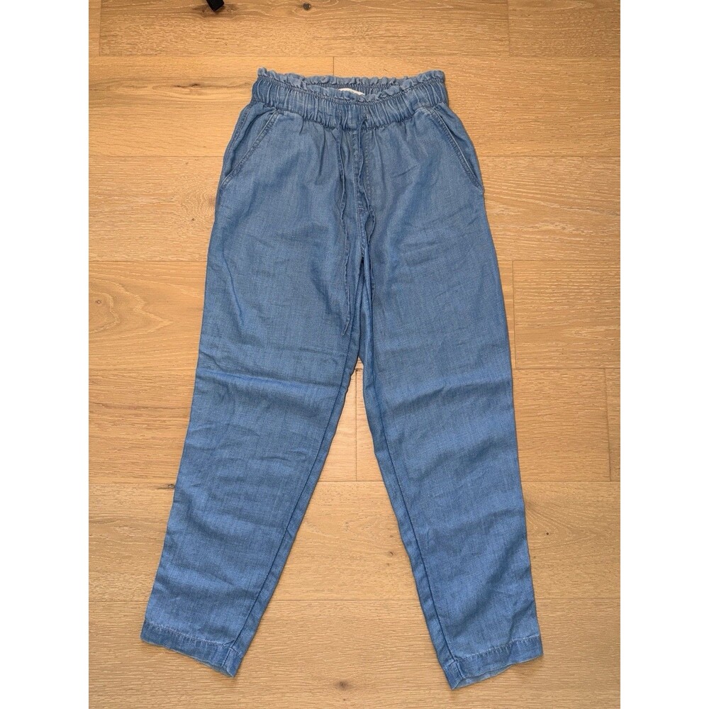 LOFT Chambray Blue Pull On Pants XS Elastic Waist Casual
